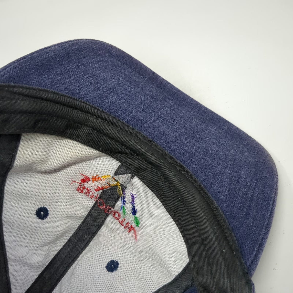 zkapz Baseball Cap Blue One Size Rehoboth Rainbow Leather Strap Slideback hat