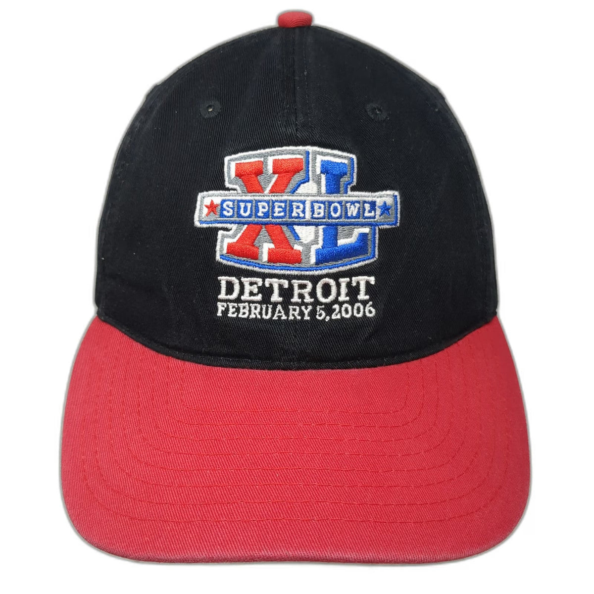 Reebok Super Bowl XL Detroit 2006 Black Red Baseball Cap Hat One Size Embroidery