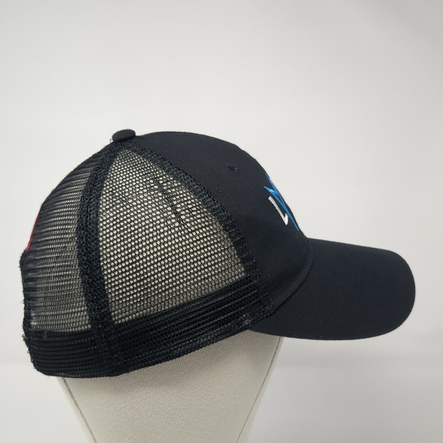 LYNX Slideback Trucker Hat Black One Size Adjustable Embroidered Mesh Back