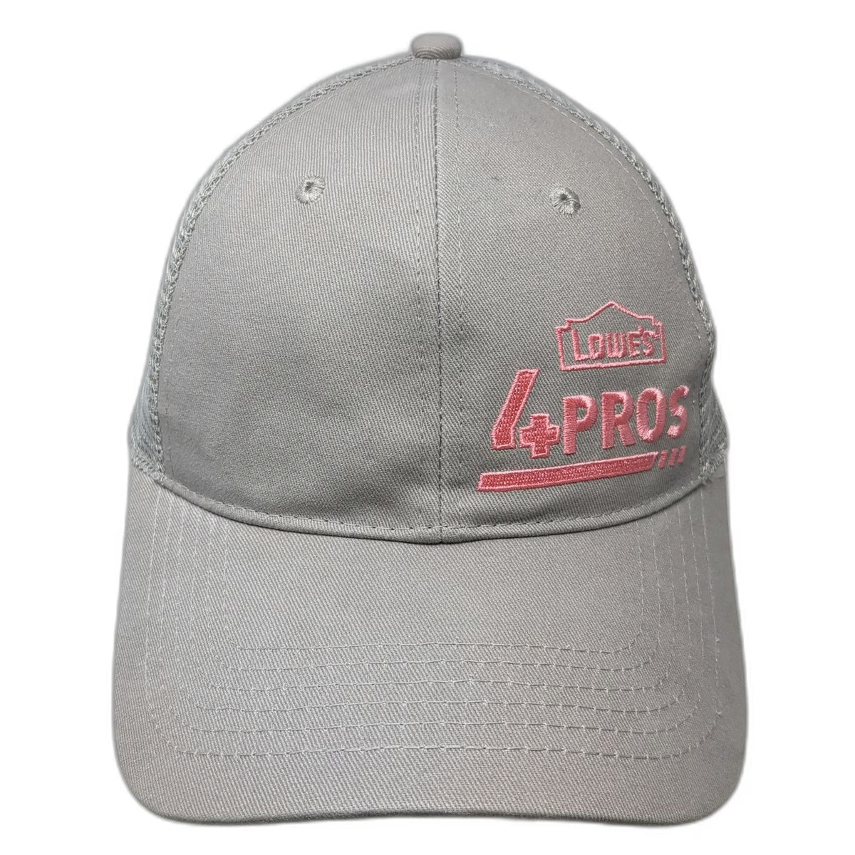 Lowe's 4 PROS Logo Gray Trucker Hat One Size Pink Snapback Mesh Back Workwear