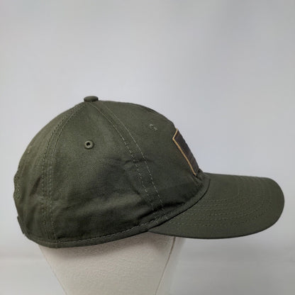 American Flag Leather Patch Strapback Hat Green One Size Adjustable
