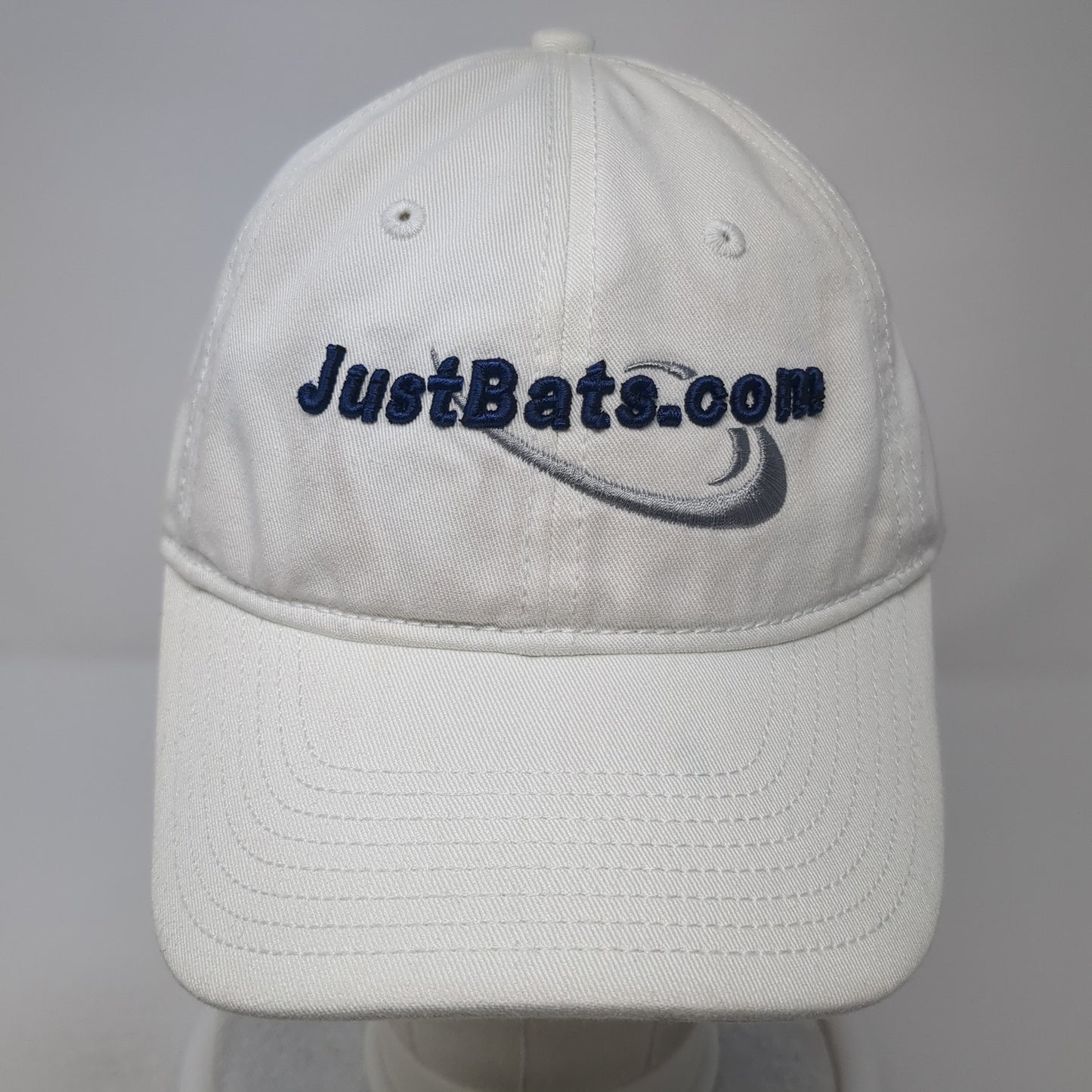JustBats.com Slideback Baseball Cap White OS Adjustable Embroidered Champion