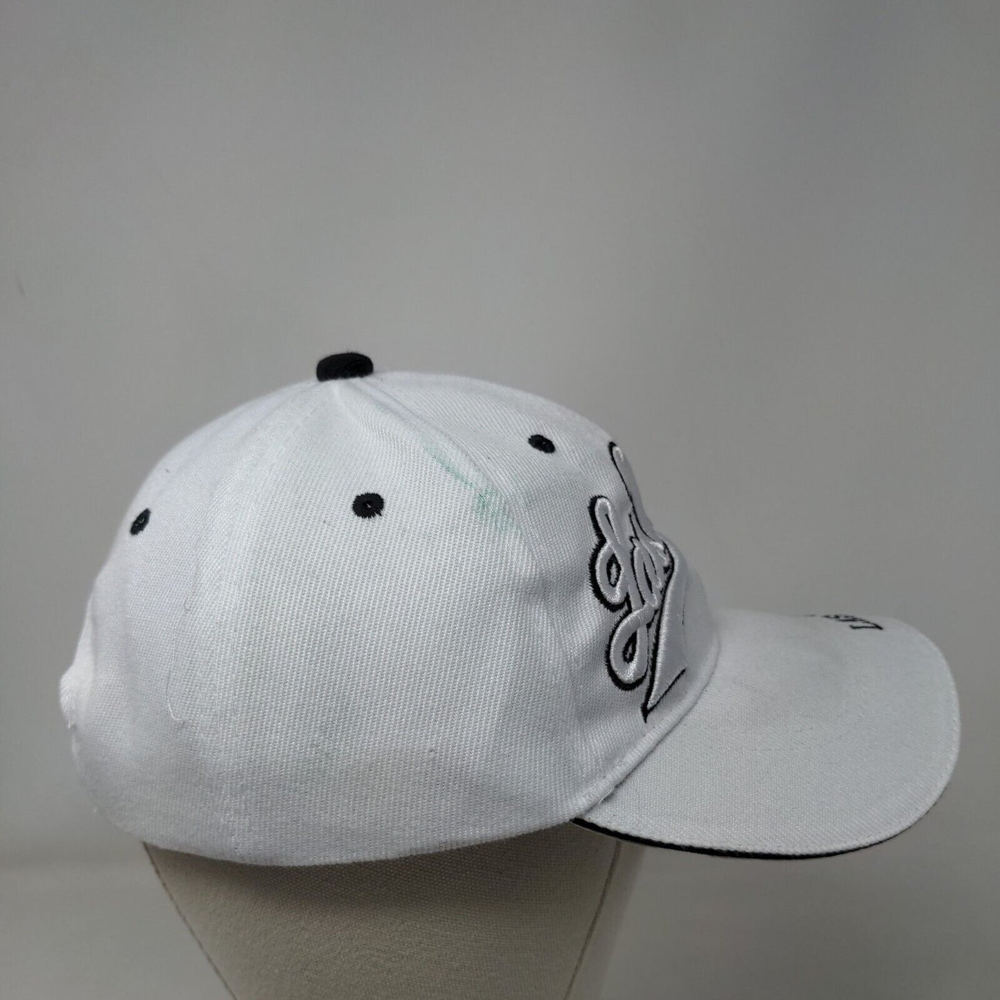 Las Vegas Strapback Hat White One Size Embroidered Vent Holes 6 Panel