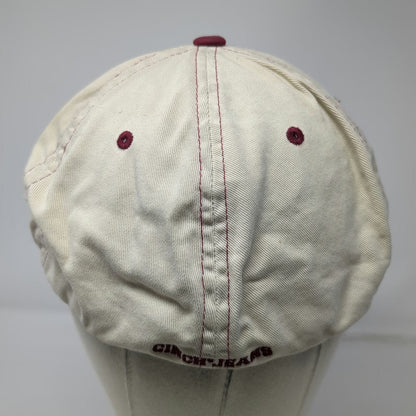 Cinch Jeans Beige Red Baseball Cap Hat M Shield Patch Fitted Contrast Stitch