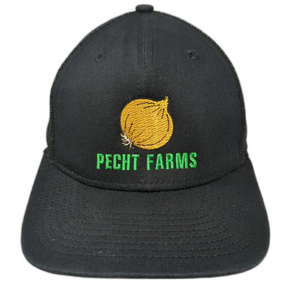 New Era Black Trucker Hat One Size Pecht Farms Onion Embroidery Mesh Back Snap