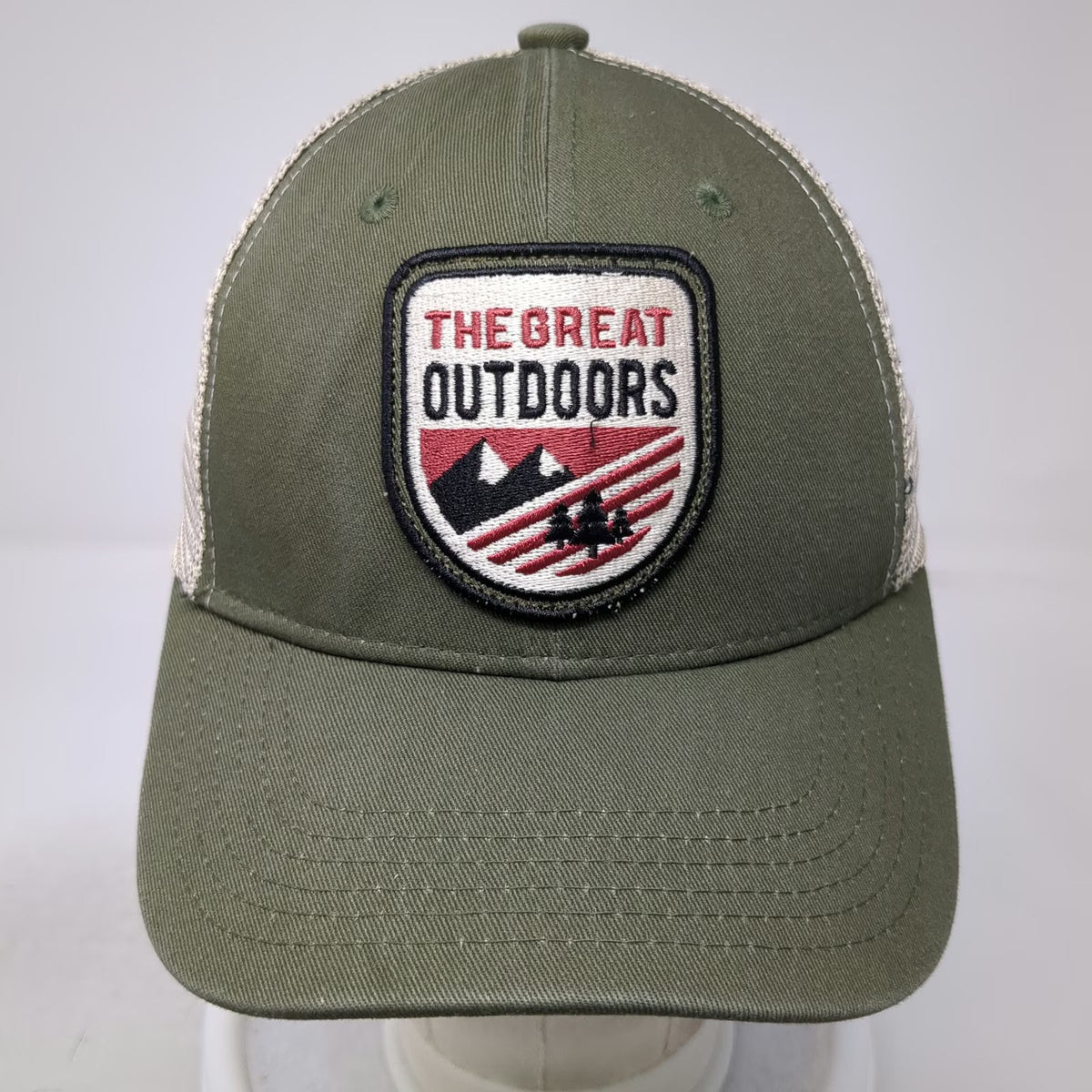 Granule Trucker Hat Green Beige One Size Great Outdoors Patch Snapback Mesh Back