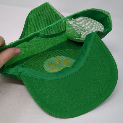 Walmart Trucker Green One Size Elf Pom Pom Striped Spark Logo Christmas Hat