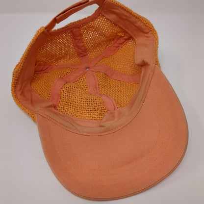 Unbranded Strapback Straw Hat Orange OSFA Adjustable Breathable 6 Panel Blank
