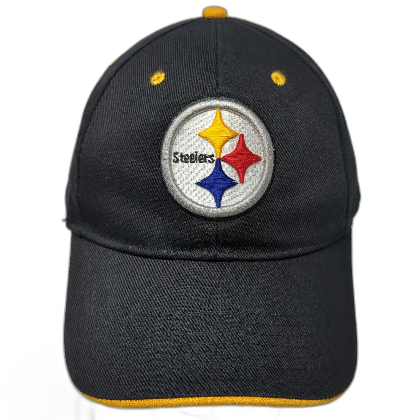 NFL Team Apparel Pittsburgh Steelers Black One Size Baseball Cap Hat Curved Brim
