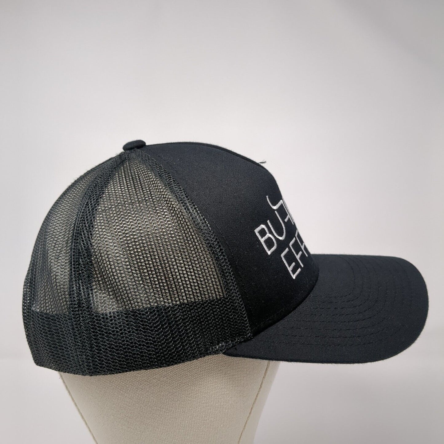 Buffalo Effect Snapback Mesh Back Trucker Hat Black One Size Solid