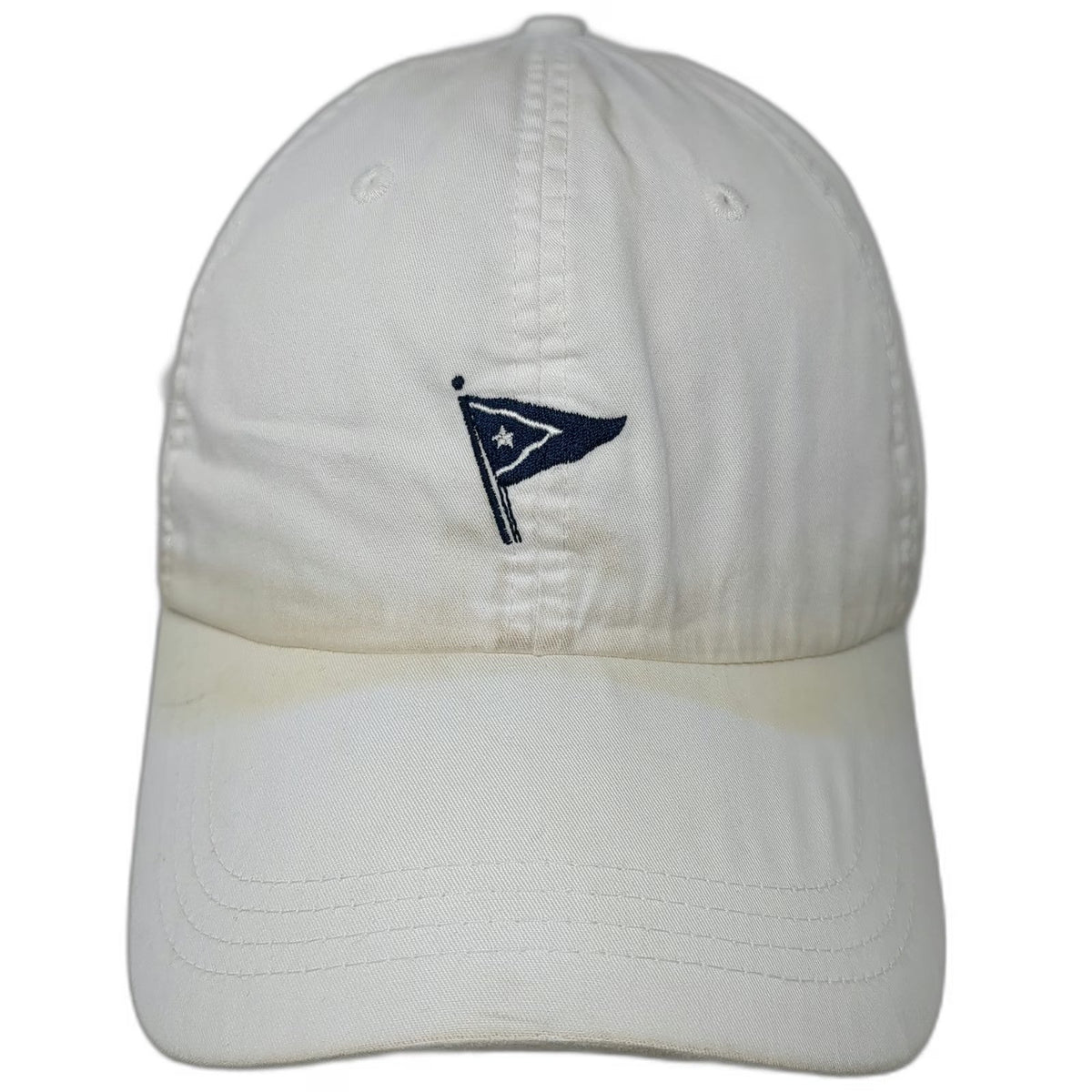 Ahead Baseball Cap White One Size Lightweight Slideback Cotton Burgee Flag Hat