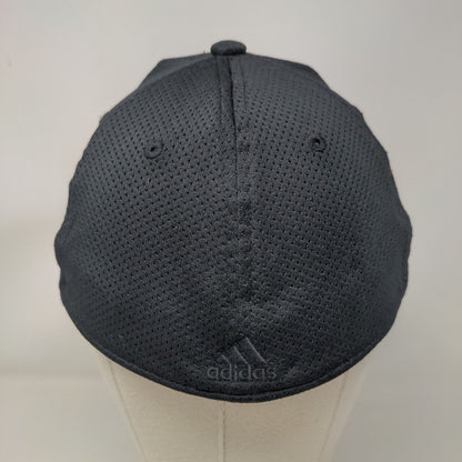 Adidas Climalite Fitted Hat Black L/XL Embroidered 3 Stripes 6 Panel