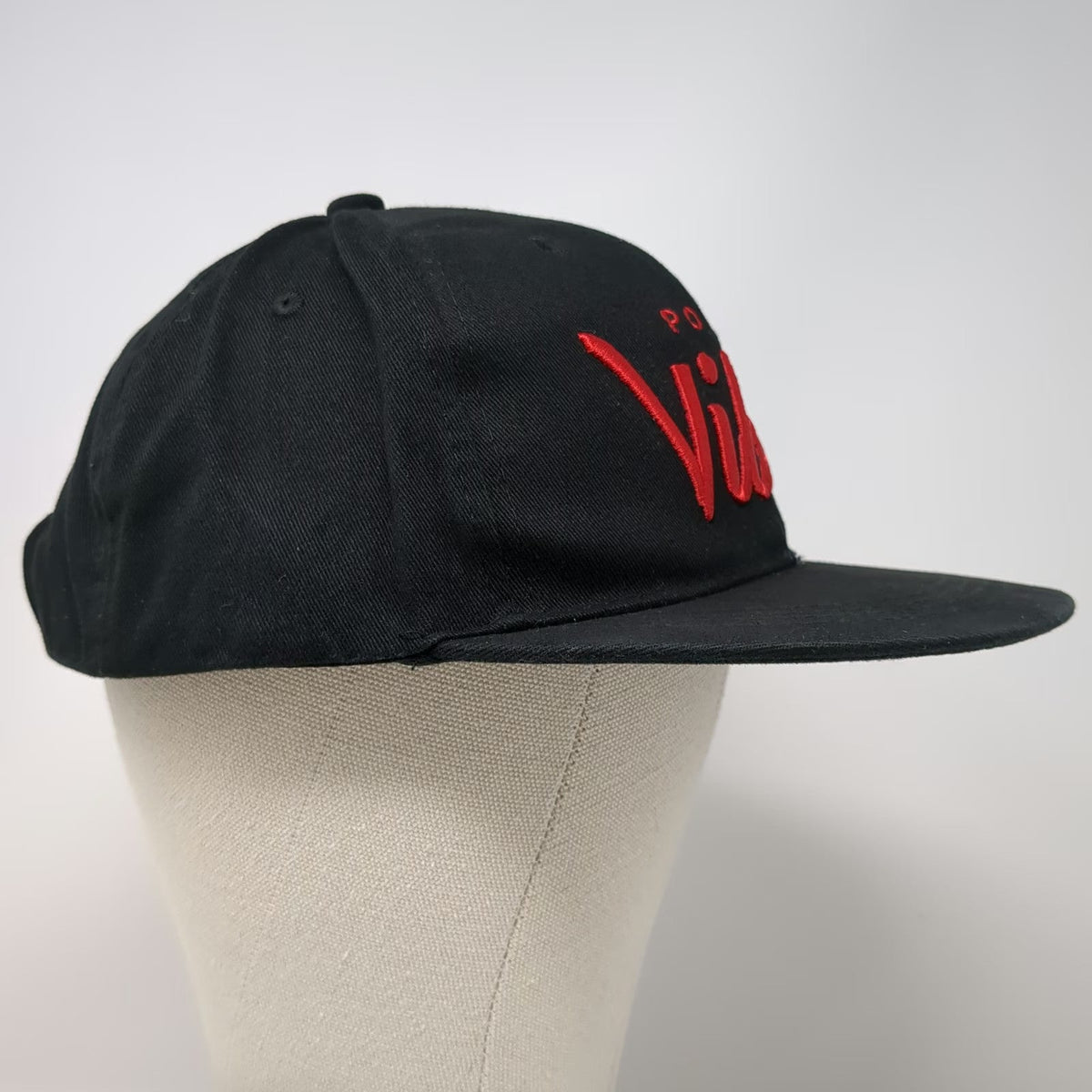Black Snapback Hat One Size Positive Vibes Red Embroidered Cotton Structured