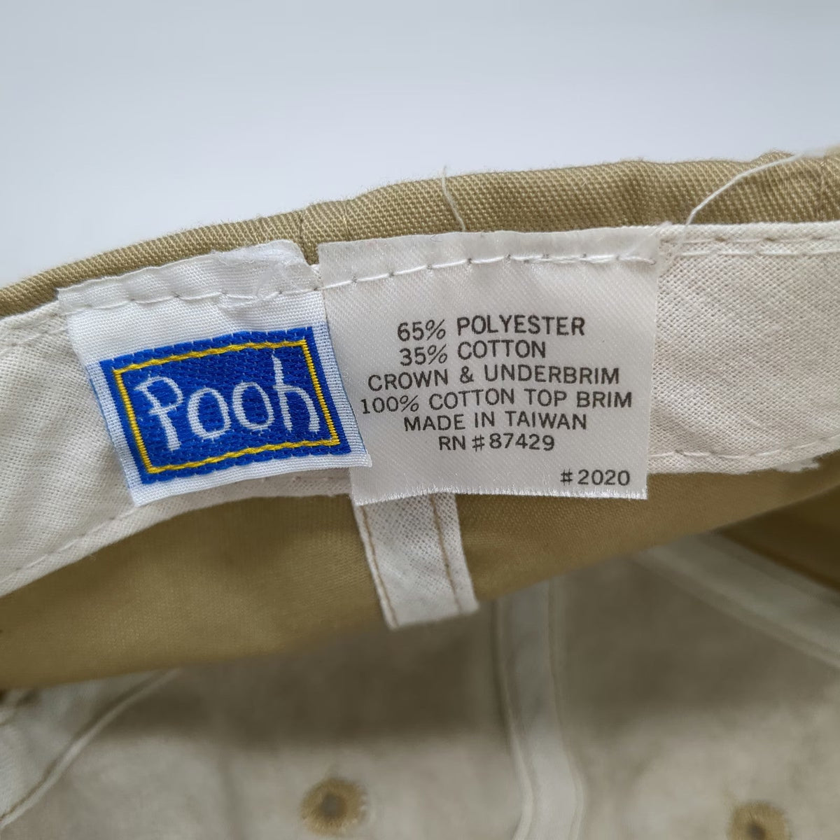 Pooh Baseball Cap Beige One Size Plaid Brim Winnie 100 Acre Wood Embroidery Hat