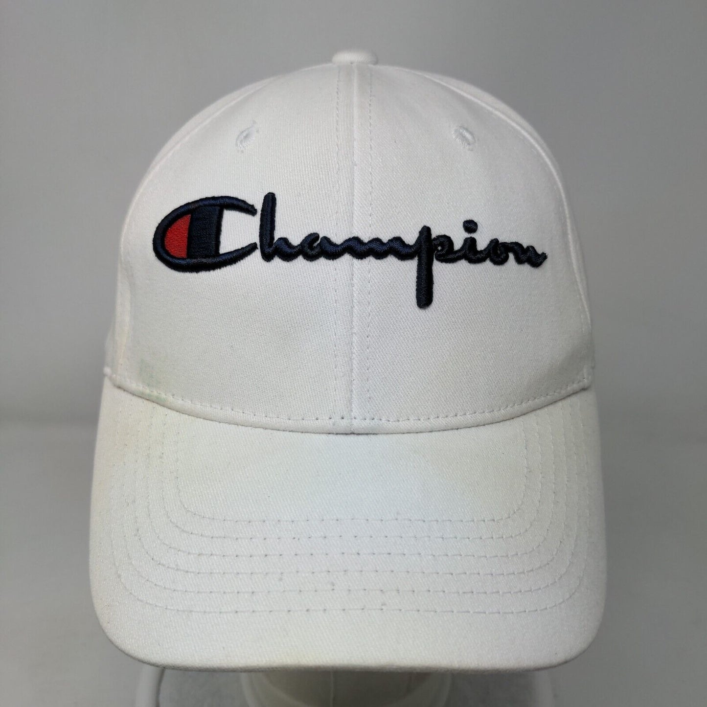 Champion Slideback Hat White One Size Adjustable Embroidered Vented Holes