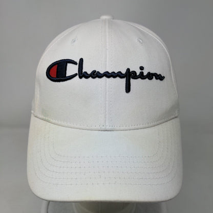 Champion Slideback Hat White One Size Adjustable Embroidered Vented Holes