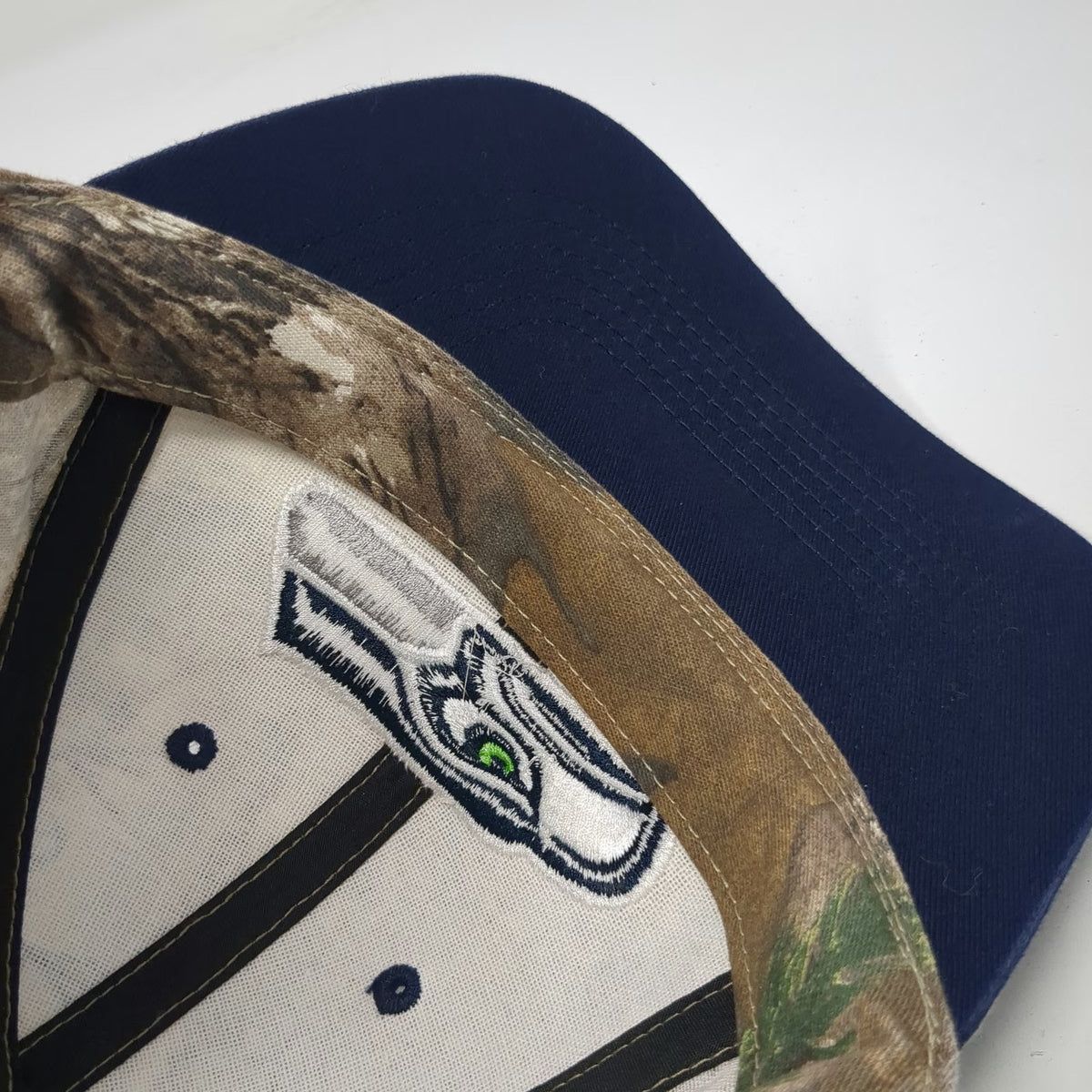 NFL Team Apparel Seattle Seahawks Cap Brown Camo One Size Strapback Curved Hat