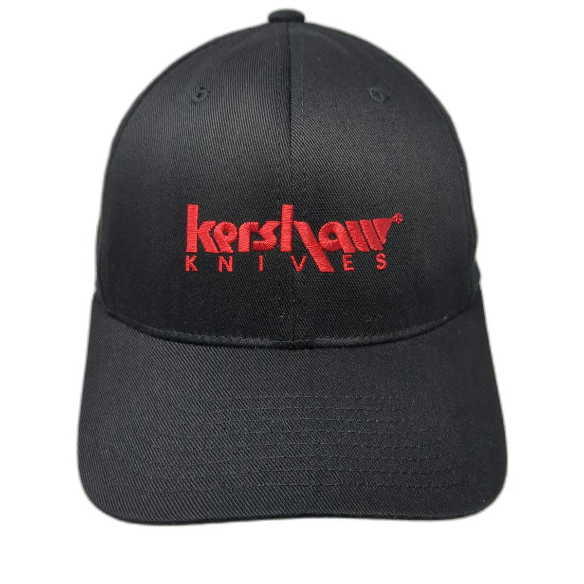 Kershaw Knives Flexfit Baseball Cap Hat Black Red Size M Curved Brim Structured