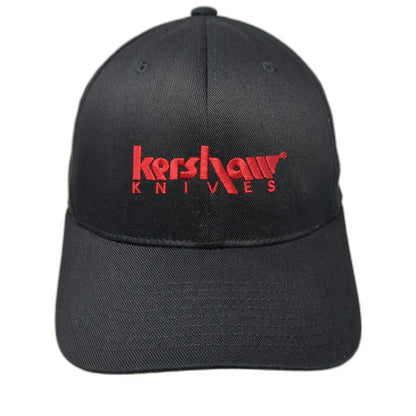 Kershaw Knives Flexfit Baseball Cap Hat Black Red Size M Curved Brim Structured