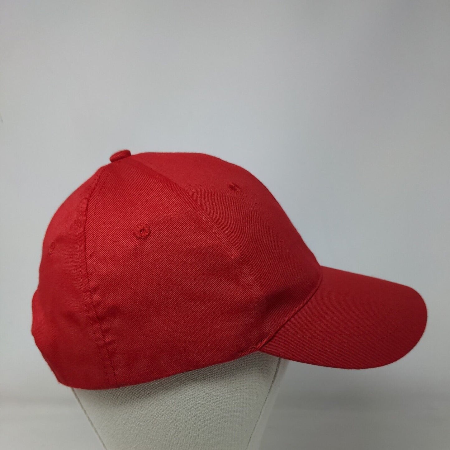 Unbranded Strapback Hat Red One Size Adjustable Vented Holes 6 Panel Blank