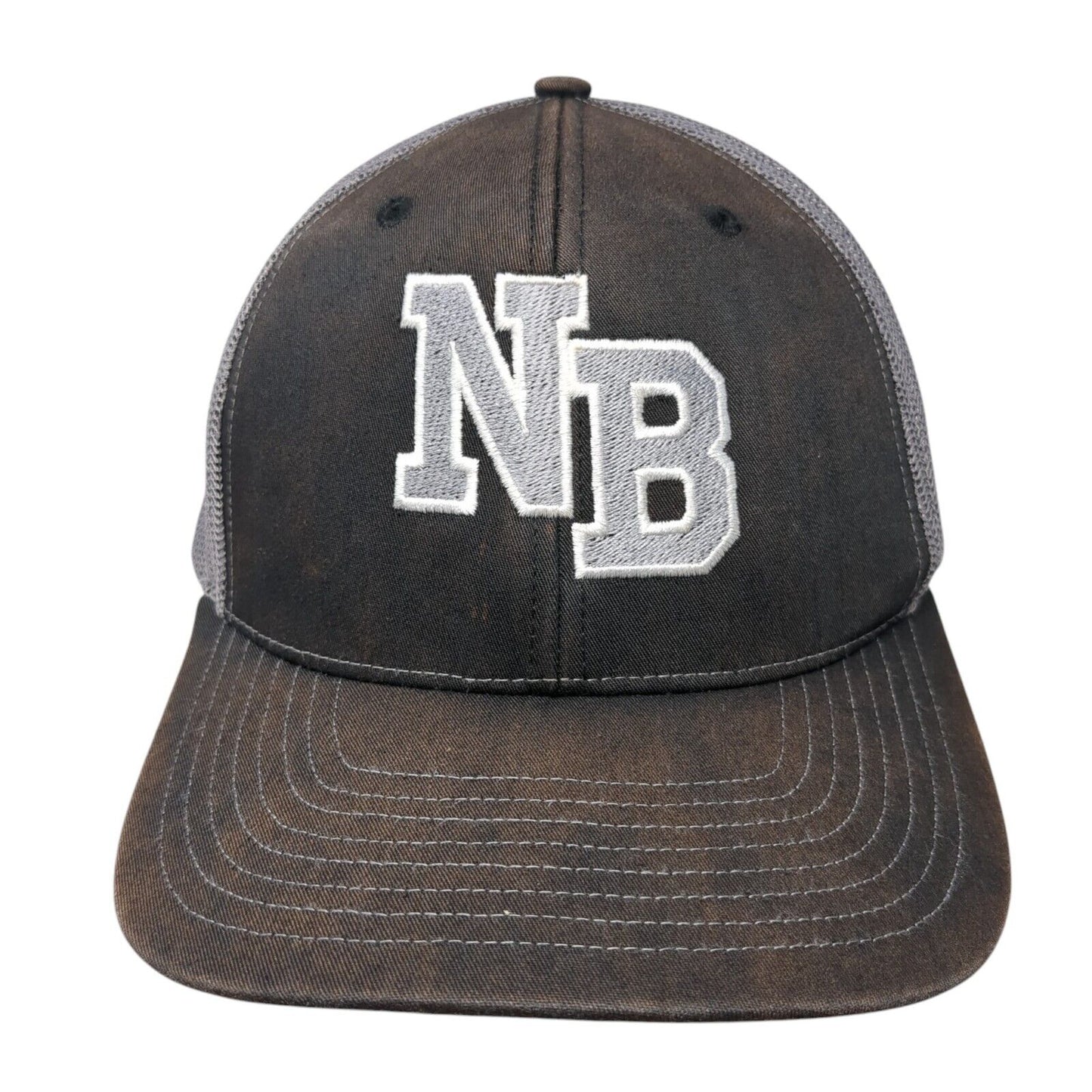 NB Snapback Mesh Back Trucker Hat Black One Size Embroidered Letters
