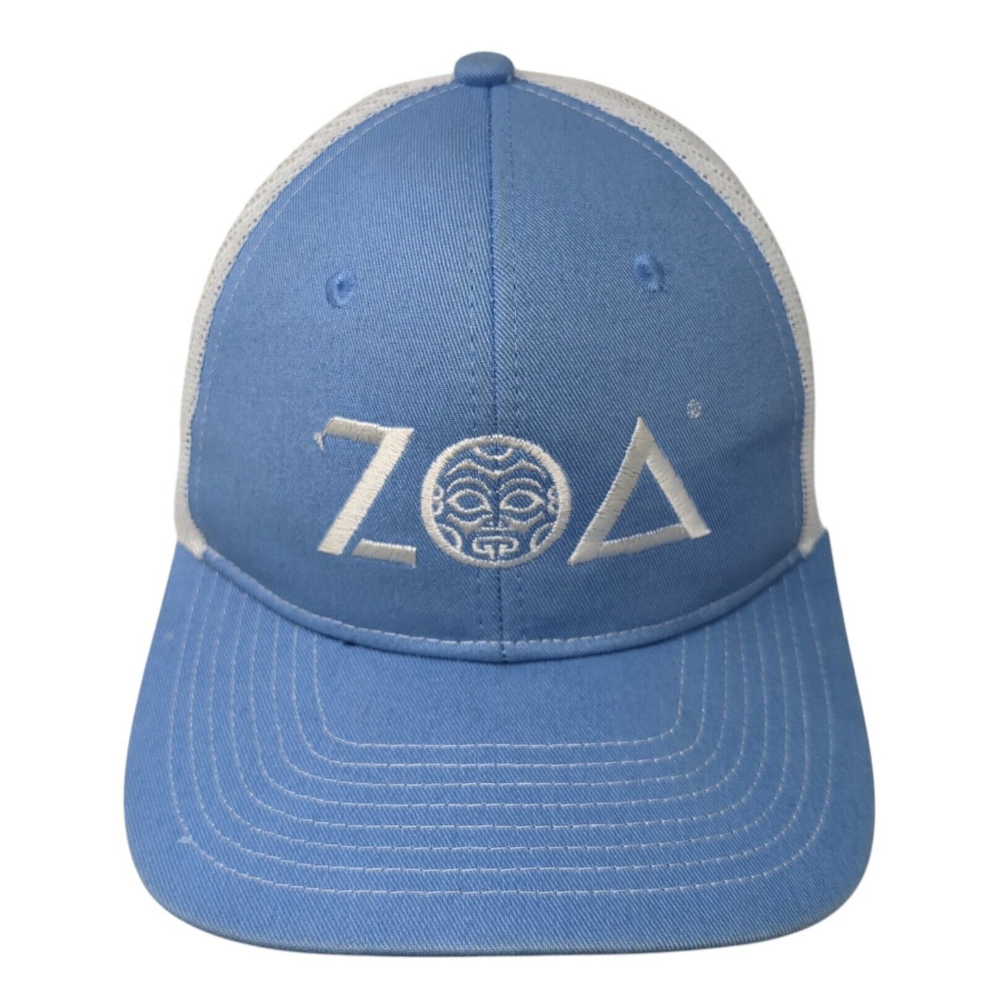 ZOA Energy Snapback Trucker Hat Blue One Size Adjustable Embroidered Mesh Back