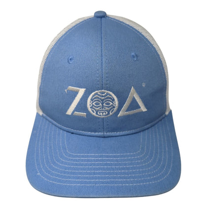 ZOA Energy Snapback Trucker Hat Blue One Size Adjustable Embroidered Mesh Back