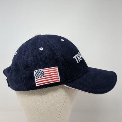 Trail King Strapback Hat Blue One Size Adjustable Embroidered Patriotic Cotton