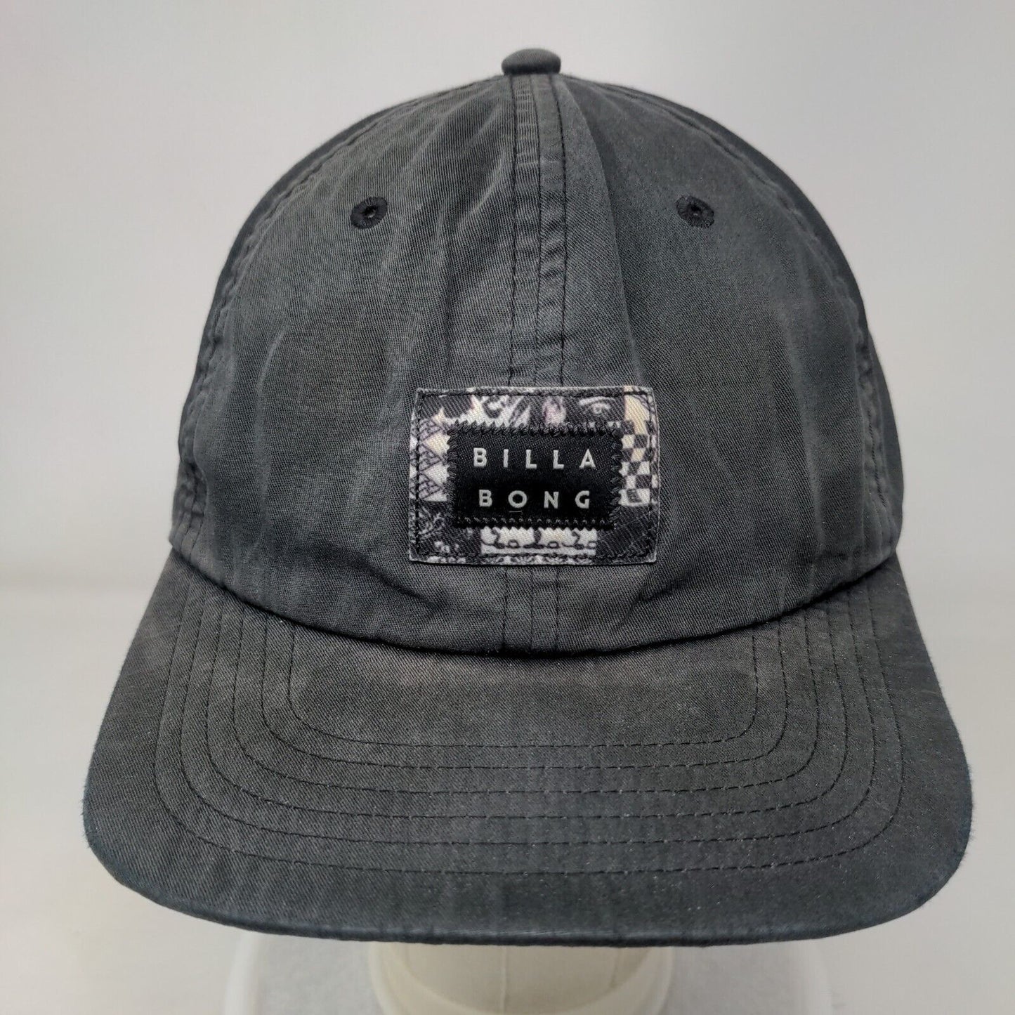 Billabong Patch Snapback Hat Black One Size Adjustable Solid 6 Panel