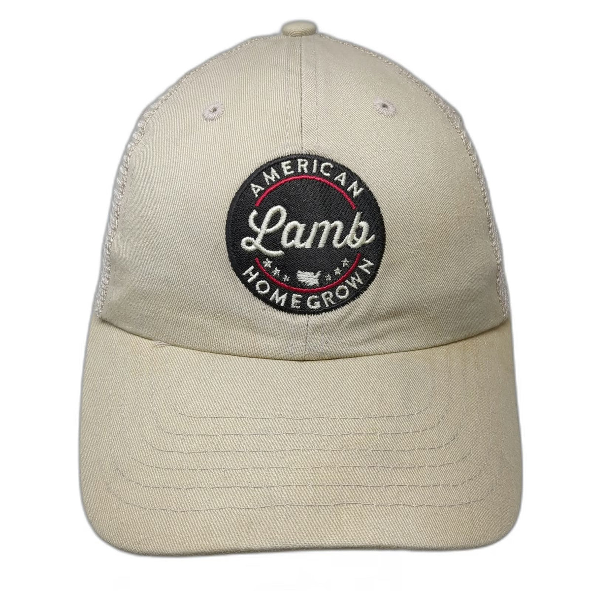 Baseball Cap Beige One Size American Lamb Homegrown USA Map Mesh Back Hat