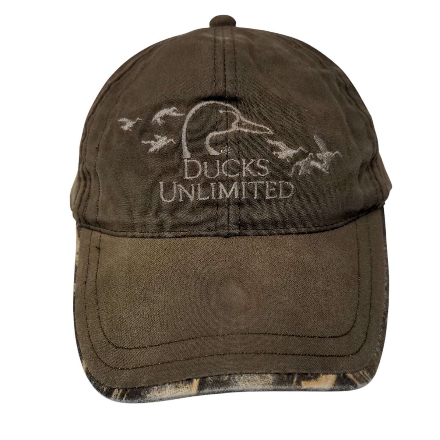 Ducks Unlimited DU Leader Slideback Hat Brown OSFM Camo Trim Outdoor Cap