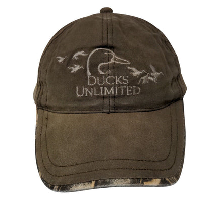 Ducks Unlimited DU Leader Slideback Hat Brown OSFM Camo Trim Outdoor Cap