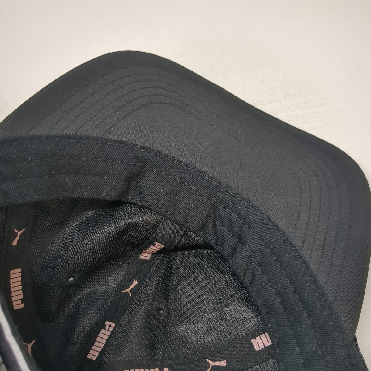 Puma Baseball Cap Black One Size Cat Logo Script Band Slideback Performance Hat