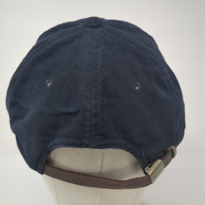 Eddie Bauer Slideback Hat Blue One Size Solid Adjustable Leather Strap