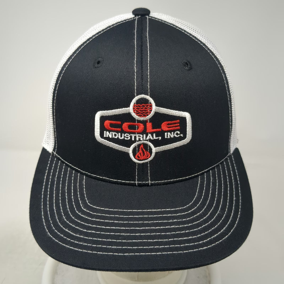 Pacific Headwear Trucker Hat Black One Size Cole Industrial Mesh Snapback Logo