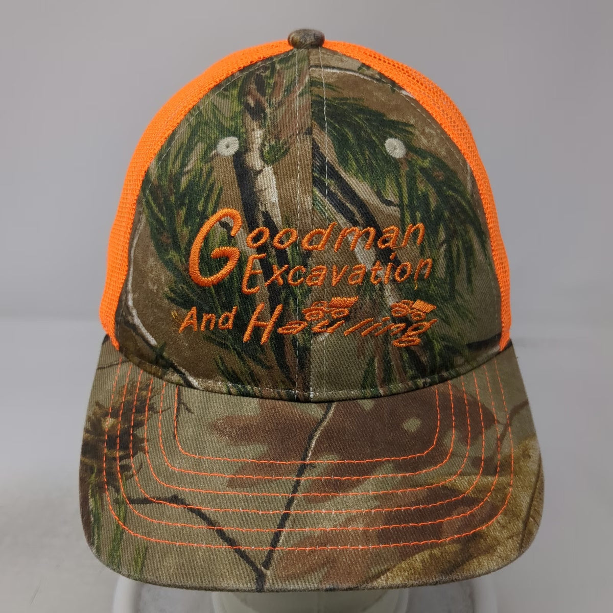Katin Baseball Cap Green Orange One Size Realtree Camo Mesh Back Goodman Hat