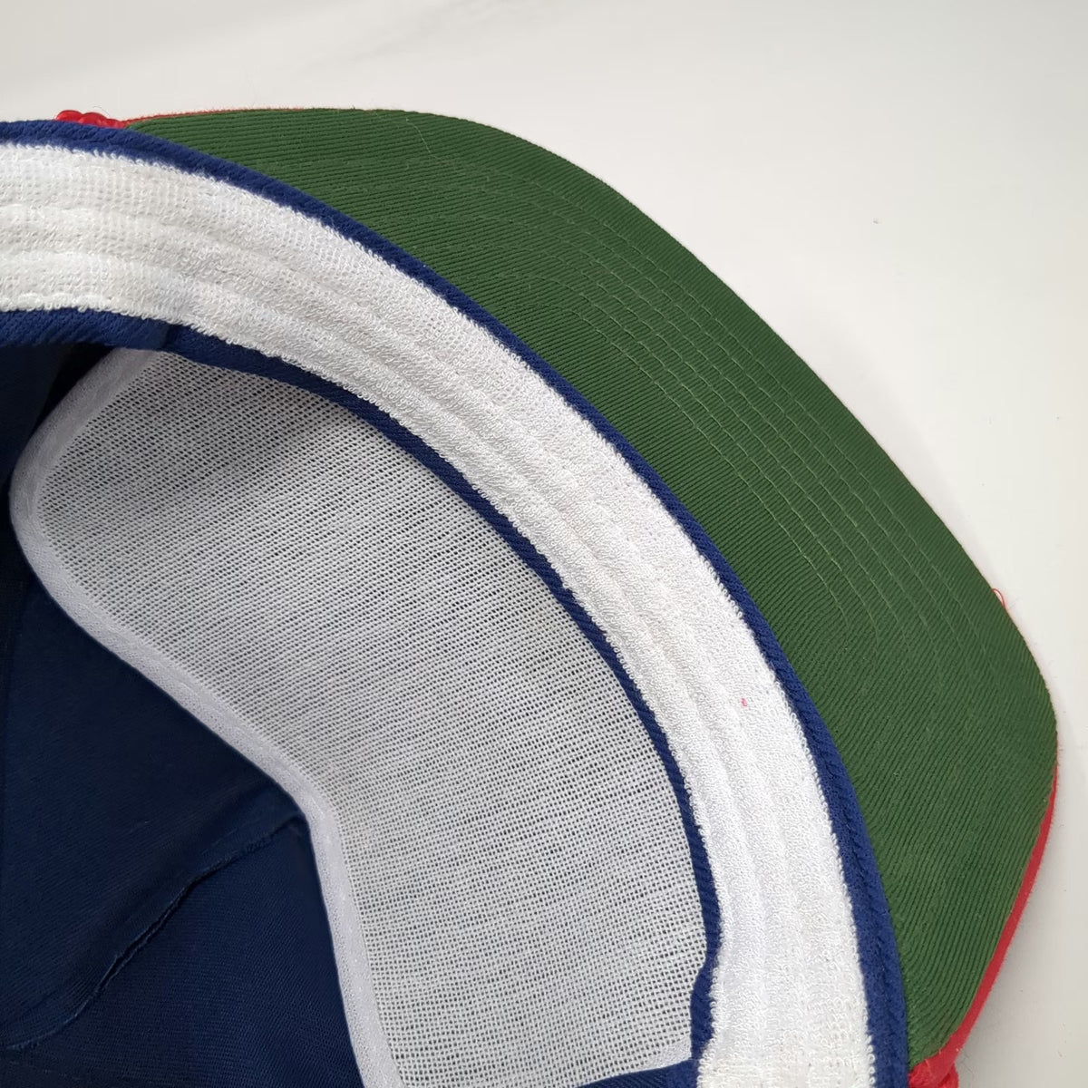San Sun Trucker Hat Blue Red One Size GFI Q Logo Rope Snapback Green Underbrim