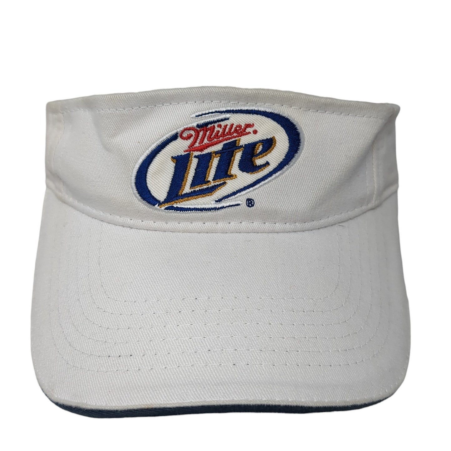 Miller Lite Sun Visor Hat White OS Adjustable Strap Lightweight Embroidered ACME