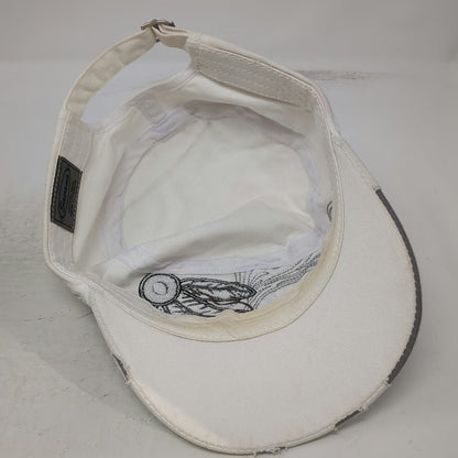 Savana Army Cap White One Size Feather Dreamcatcher Distressed Rhinestone Hat