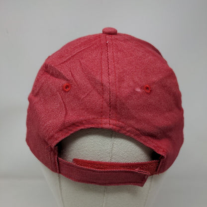 USA Strapback Hat Red One Size Adjustable Embroidered Vented Holes 6 Panel