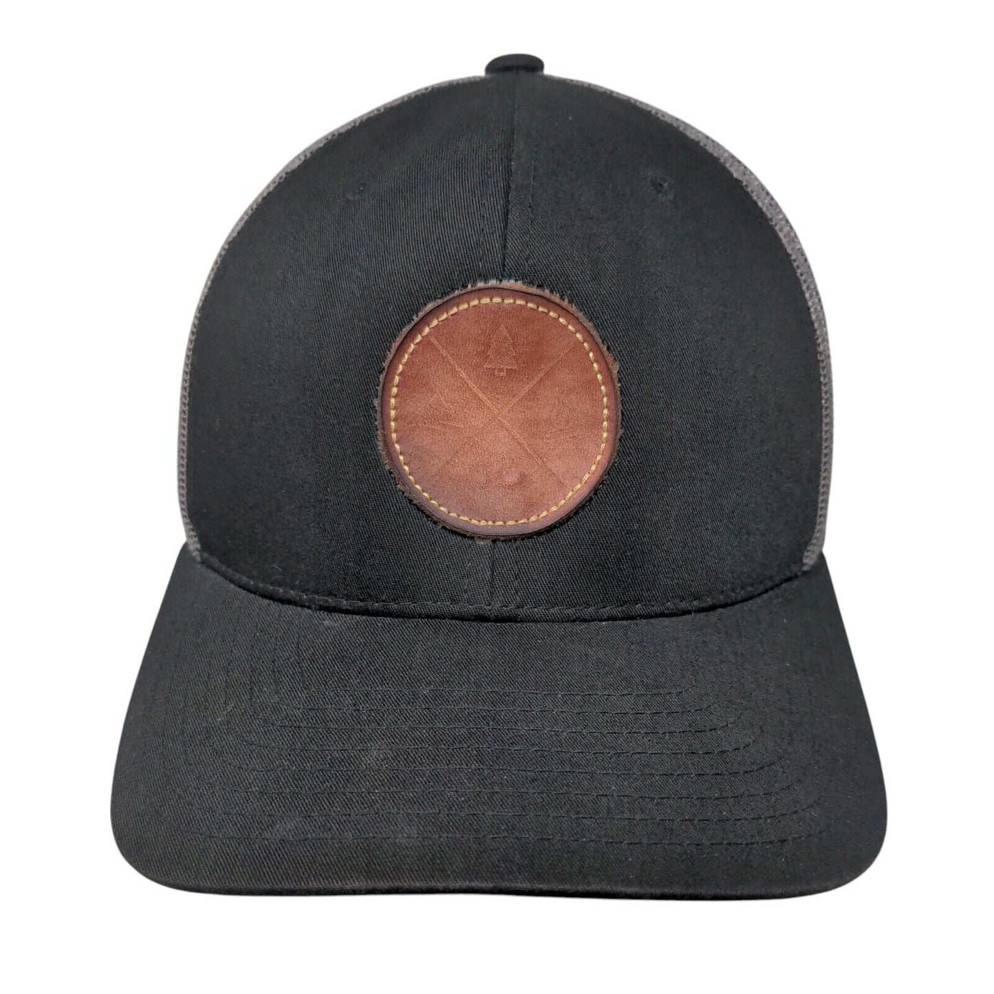 Unbranded Snapback Trucker Hat Black One Size Mesh Back Leather Patch