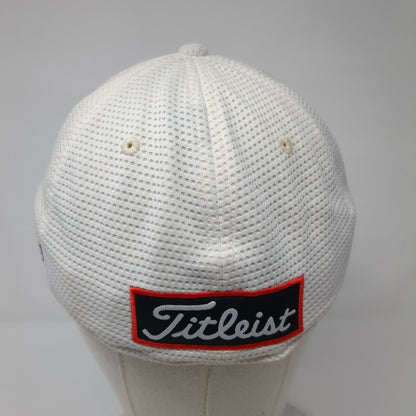 Titleist FJ PRO V1 Fitted Hat White M/L Embroidered 6 Panel New Era Polyester