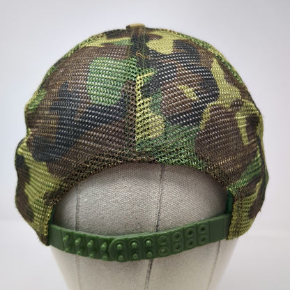 San Sun Trucker Hat Green One Size Bass Fish Camo Mesh Snapback Hunting