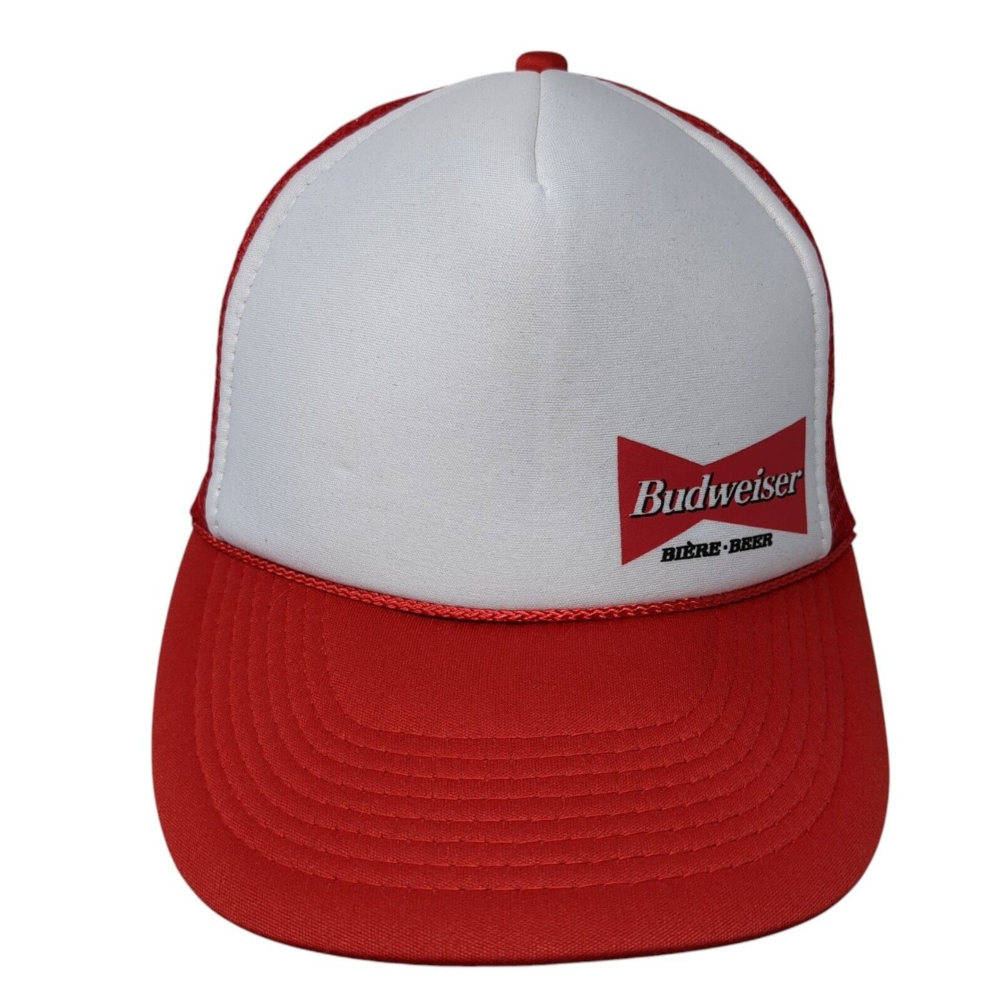 Budweiser Beer Snapback Rope Trucker Hat Red One Size Mesh Back