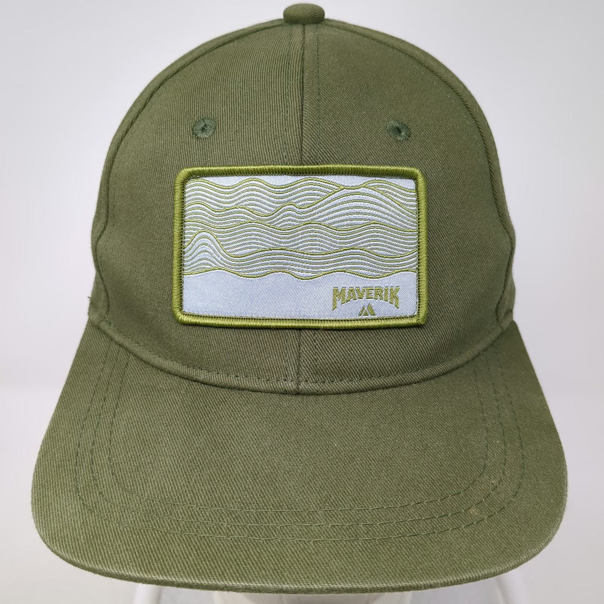 Maverik Mountain Waves Patch Green Baseball Cap One Size Slideback Cotton Hat