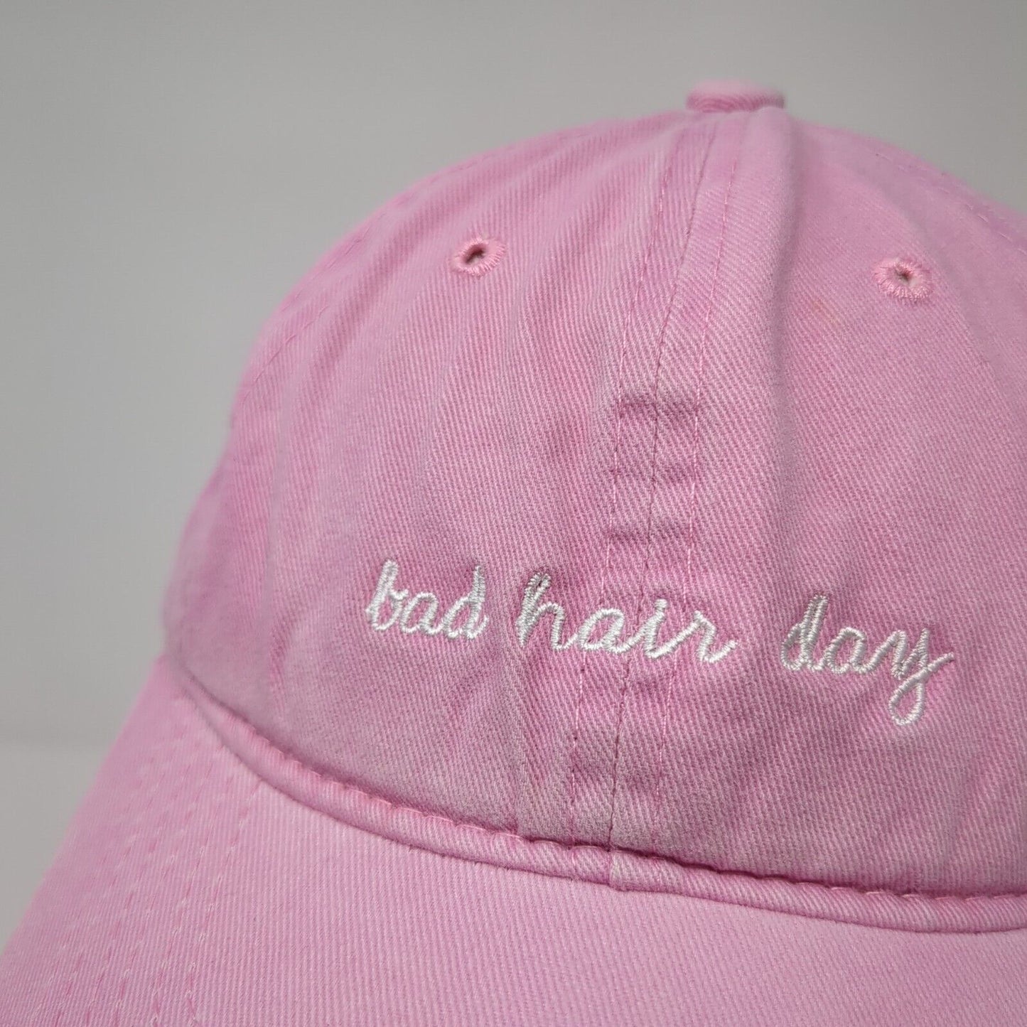 Bad Hair Day Slideback Hat Pink One Size Adjustable Embroidered 6 Panel