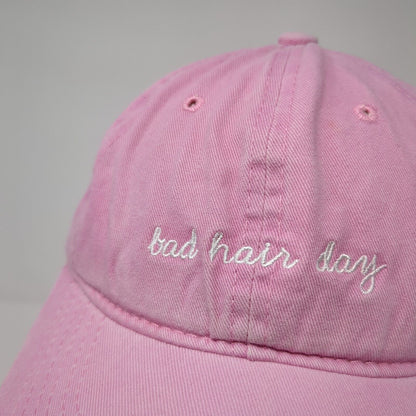 Bad Hair Day Slideback Hat Pink One Size Adjustable Embroidered 6 Panel