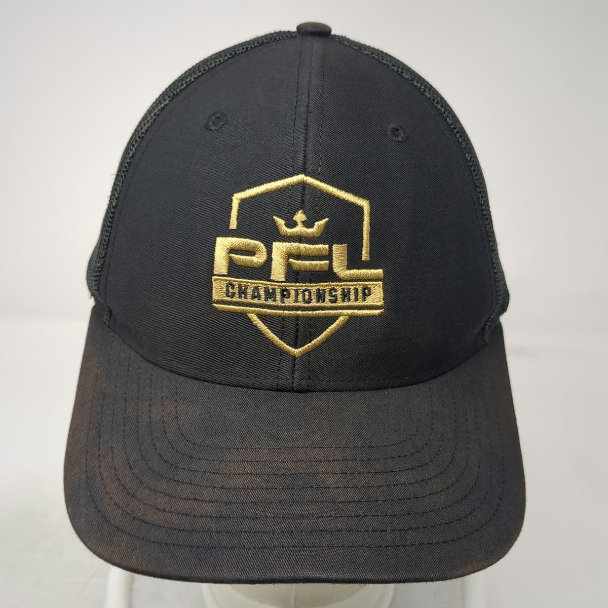 Richardson Trucker Hat Black OSFM Snapback PFL Championship Gold Logo Mesh Pro