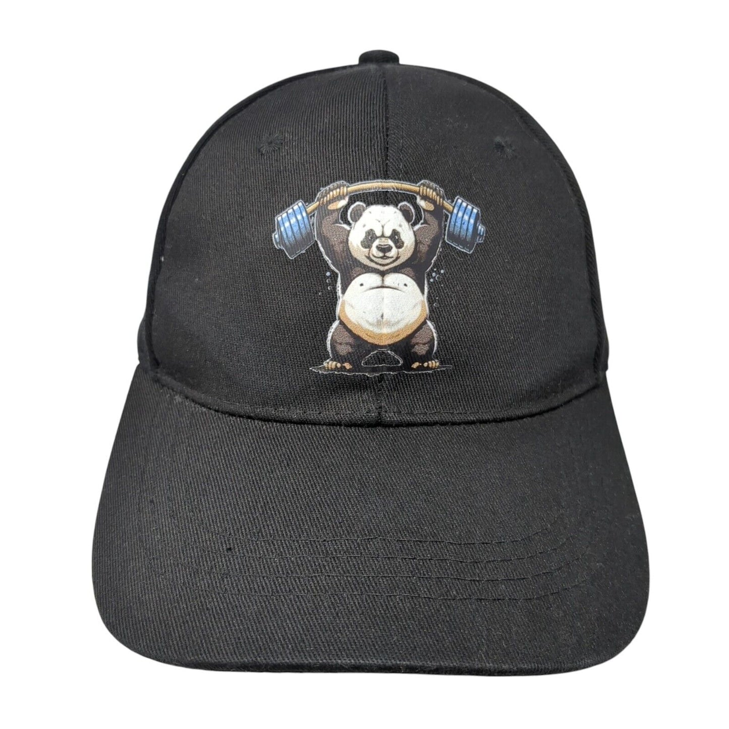 Panda Deadlift Slideback Hat Black One Size Adjustable Vent Holes