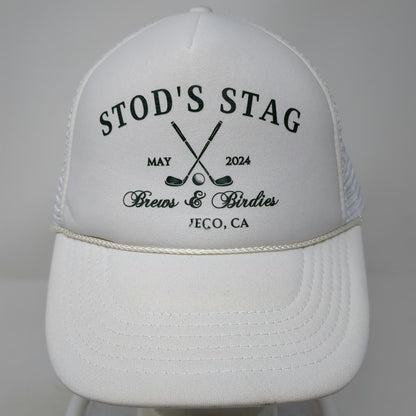 Nissun Trucker Hat White One Size Mesh Back Snapback Stods Stag Brews Birdies